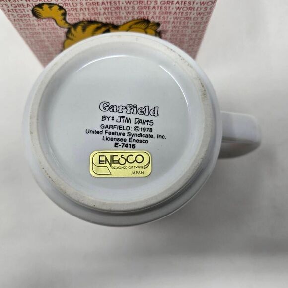 1978 GARFIELD ENESCO WORLD'S GREATEST BROTHER CERAMIC COFFEE MUG NEW BOX VINTAGE - Picture 3 of 3